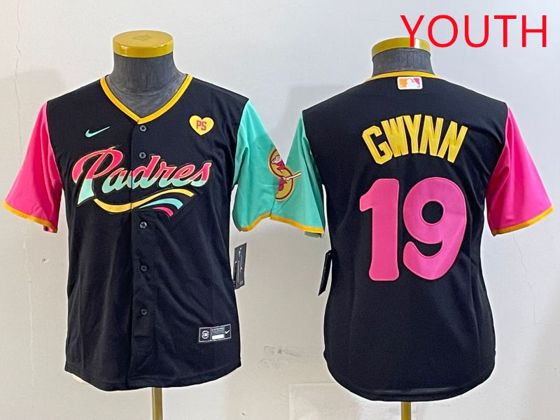 Youth San Diego Padres #19 Gwynn Black City Edition Game 2025 Nike MLB Jersey style 10
